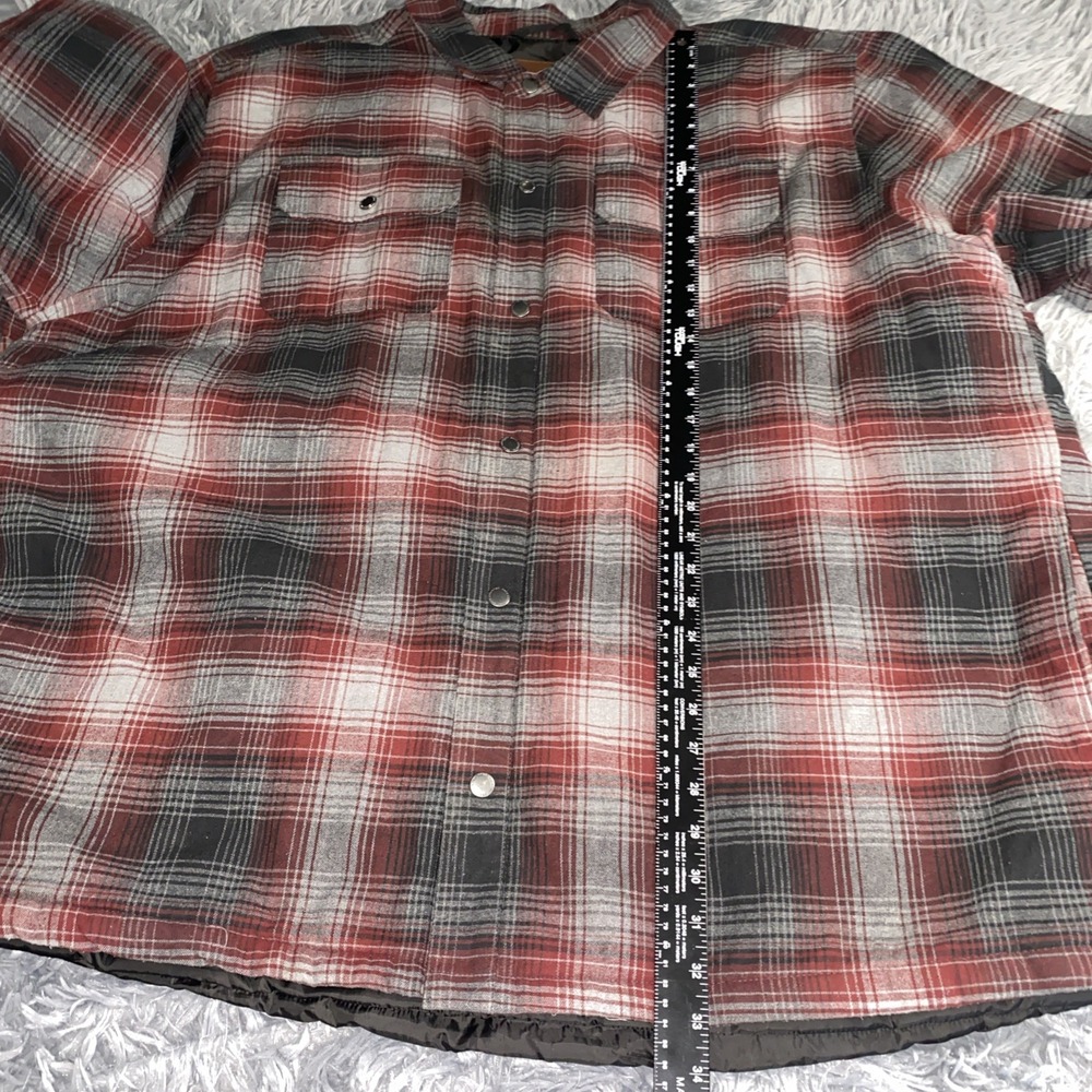 Free Country Men's Sz 4XLT Quilted Plaid Flannel Jacket Red Gray Black - Picture 4 of 10